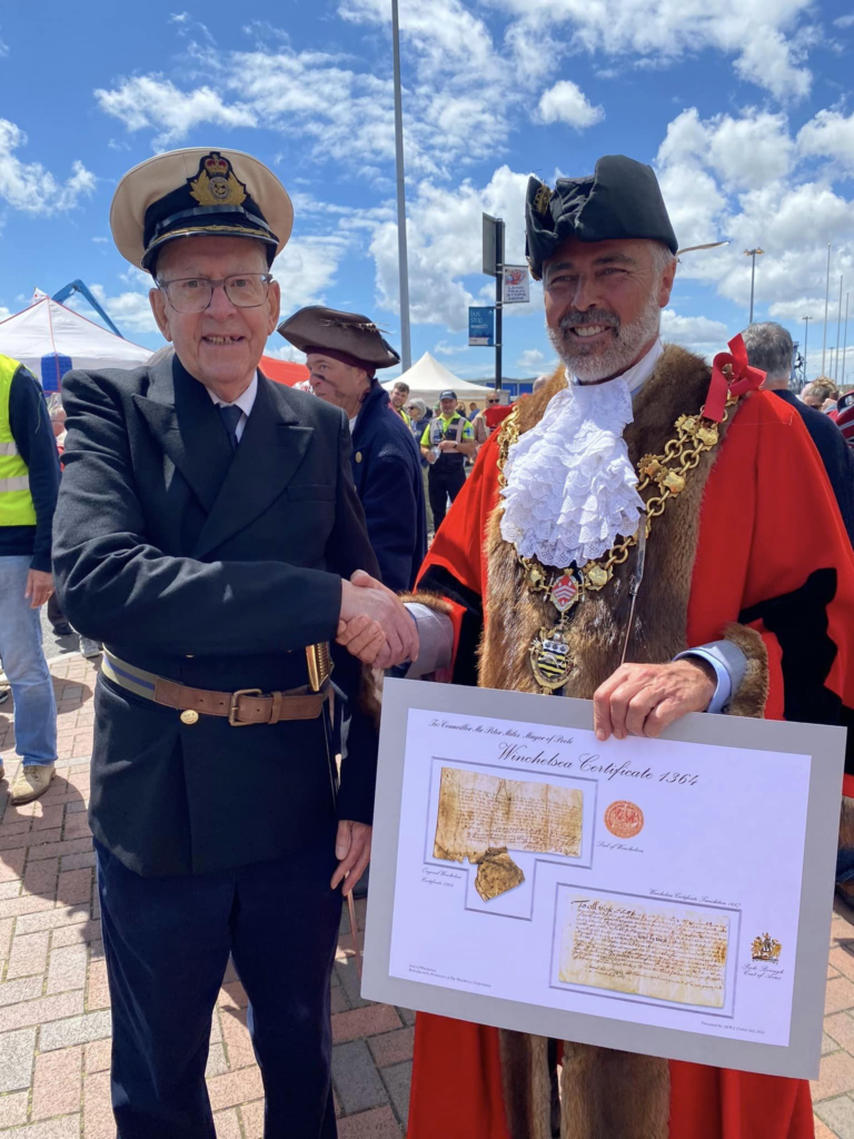 A copy of the Winchelsea Certificate of 1364 presented to the Mayor at the Beating of the Sea Bounds